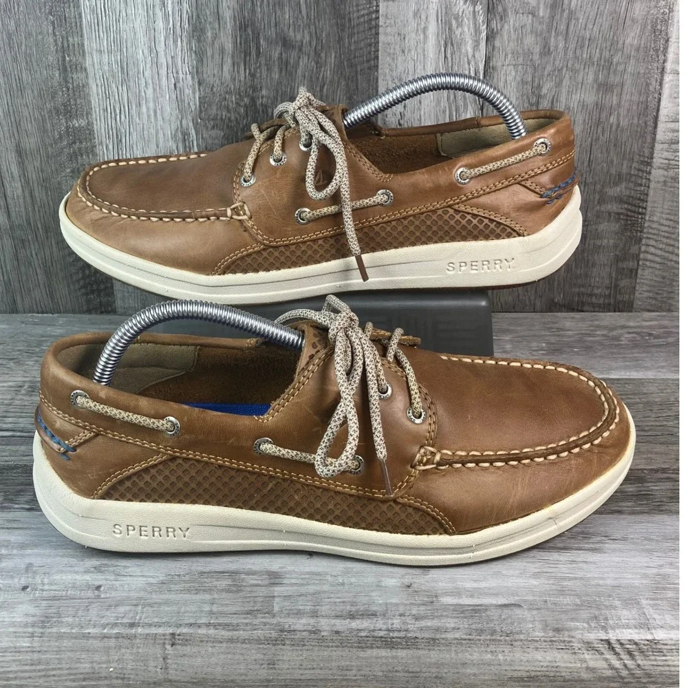 Sperry Top-Sider Mens 9.5 M Leather Boat Shoes Loafers STS15042 Tan Cupsole